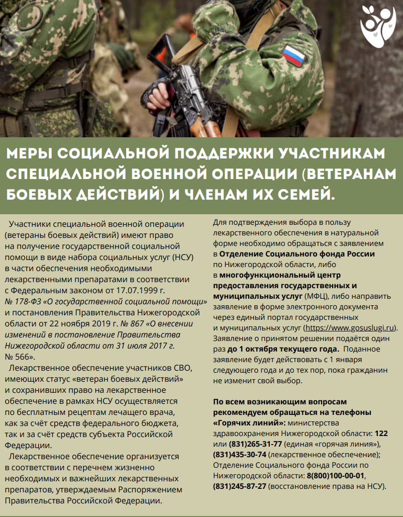 Меры социальной поддержки участникам специальной военной операции